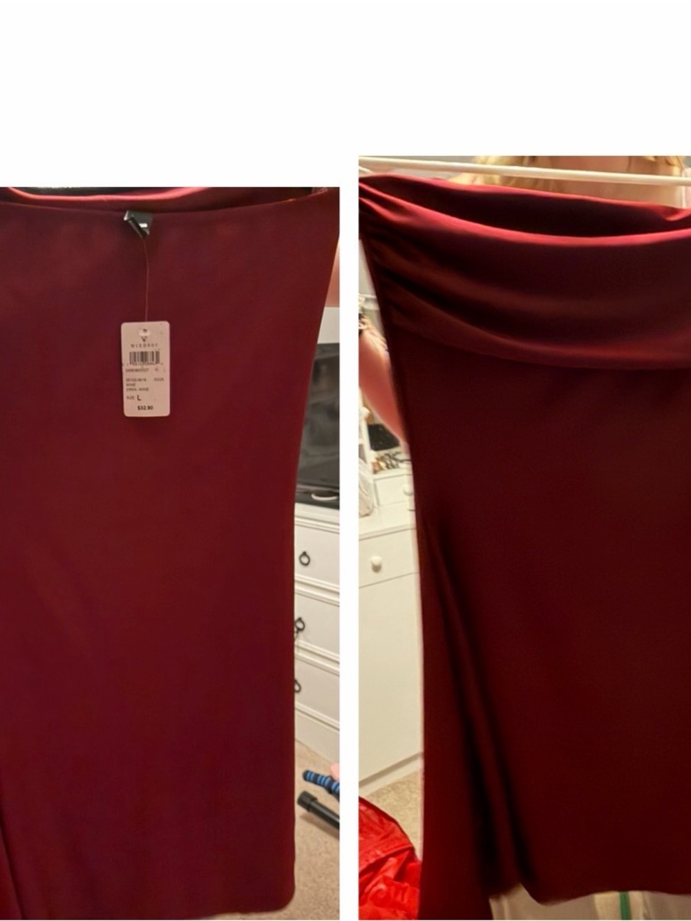 Windsor Wine Off-Shoulder Pencil Skirt